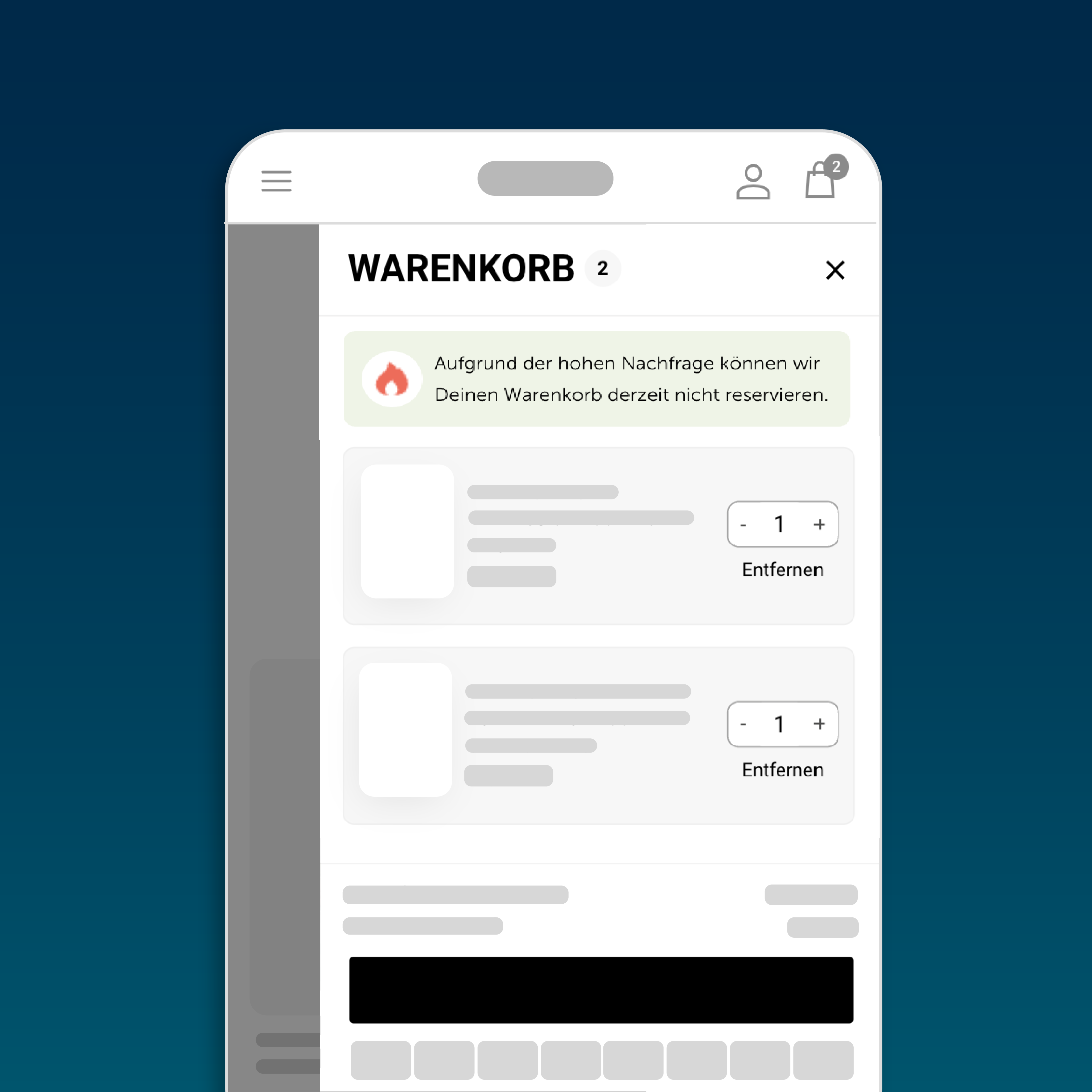 Ausverkauft Hinweis Warenkorb